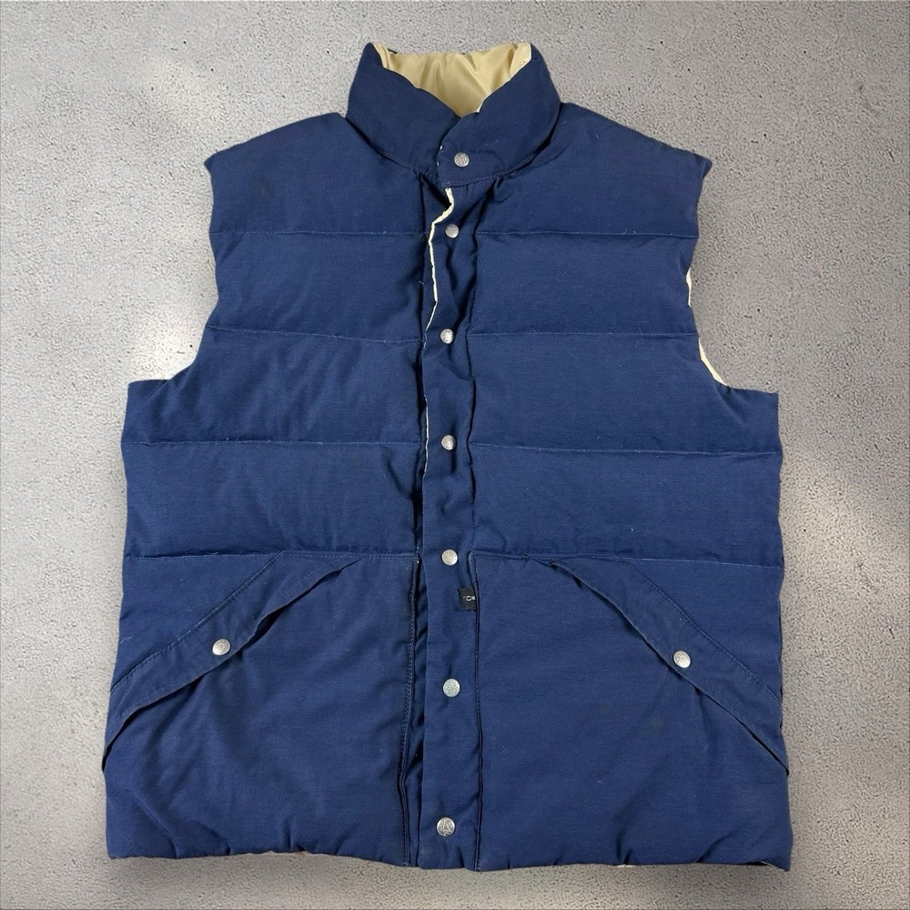 Vintage 10X Reversible‎ Goose Down Puffer Vest Fits Medium Made In USA Western